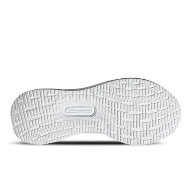 White shoe sole with tread pattern on a white background