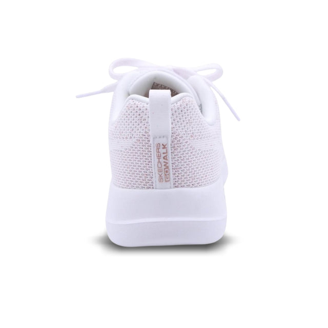 White sneaker with brand logo on a white background