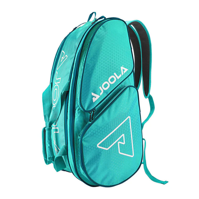 Teal backpack with Ajoola branding on a white background