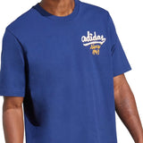 Blue Adidas t-shirt with logo on a white background