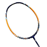 Mizuno Turboblade 587 Badminton racket with orange and blue design on a white background