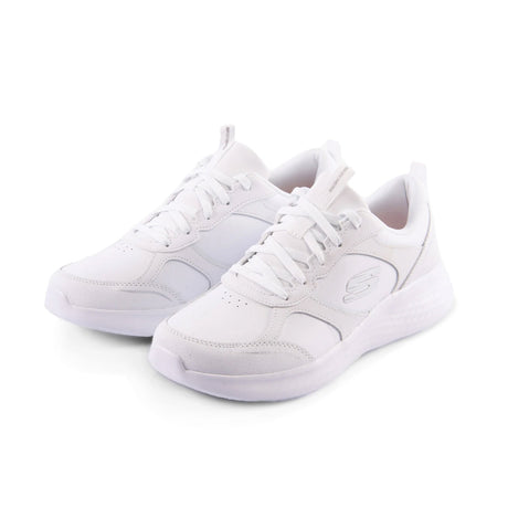Pair of white sneakers on a white background