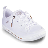 White sneaker with brand logo on a white background