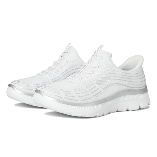 White athletic shoes on a white background