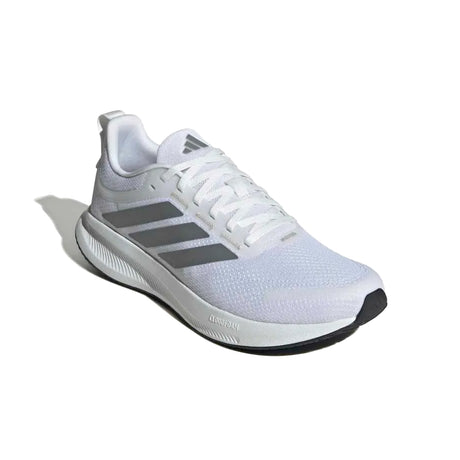 White Adidas running shoe on a white background
