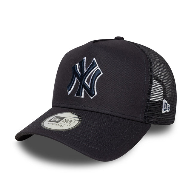 New Era New York Yankees Team Outline Navy 9FORTY E-Frame Trucker Adjustable Cap