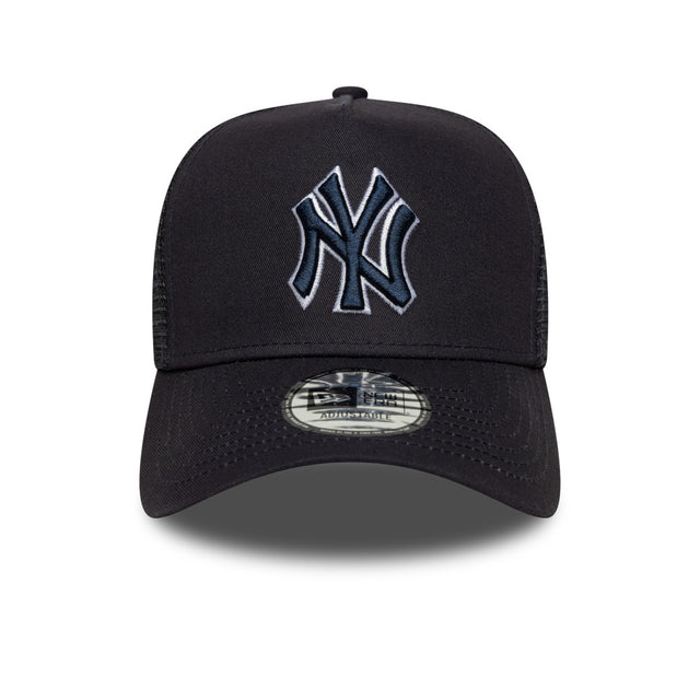 New Era New York Yankees Team Outline Navy 9FORTY E-Frame Trucker Adjustable Cap