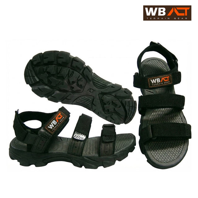 Wb Alt Open Toe Sandals Black Nylon Webbing Velcro Strap Eva Footbed Outdoor