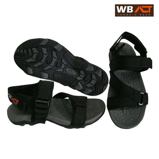 Wb Alt Open Toe Sandals Black Nylon Webbing Velcro Strap Eva Footbed Outdoor