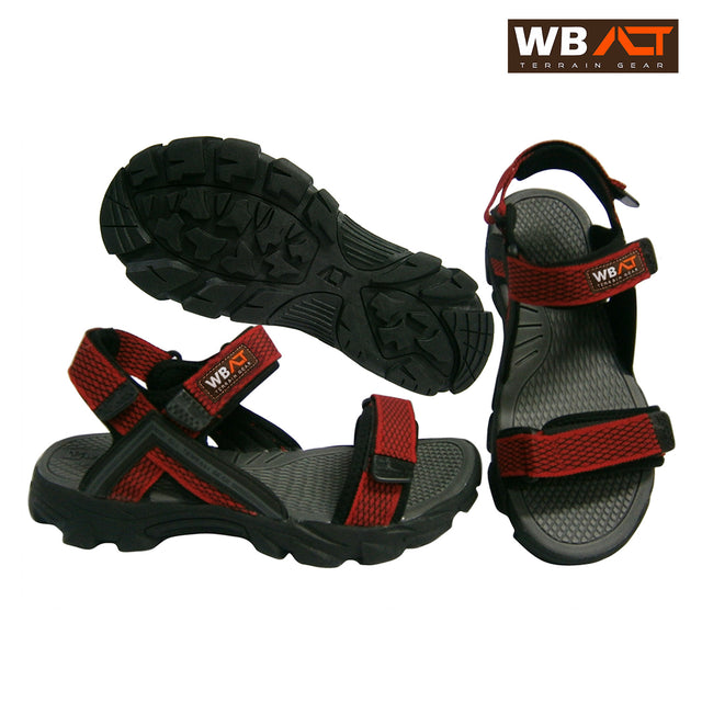 Wb Alt Open Toe Sandals Red Nylon Webbing Velcro Strap Eva Footbed Outdoor